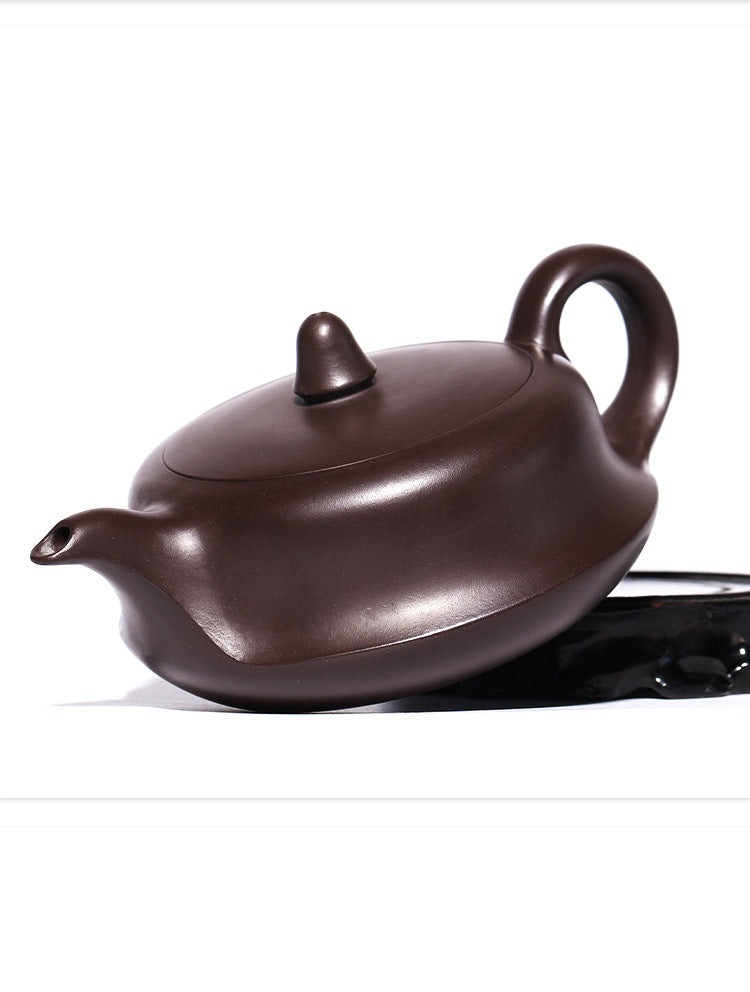yixing purple clay brown teapot – Half-Handmade Purple Clay Teapot Yixing Zisha Pot by Kungfuyang