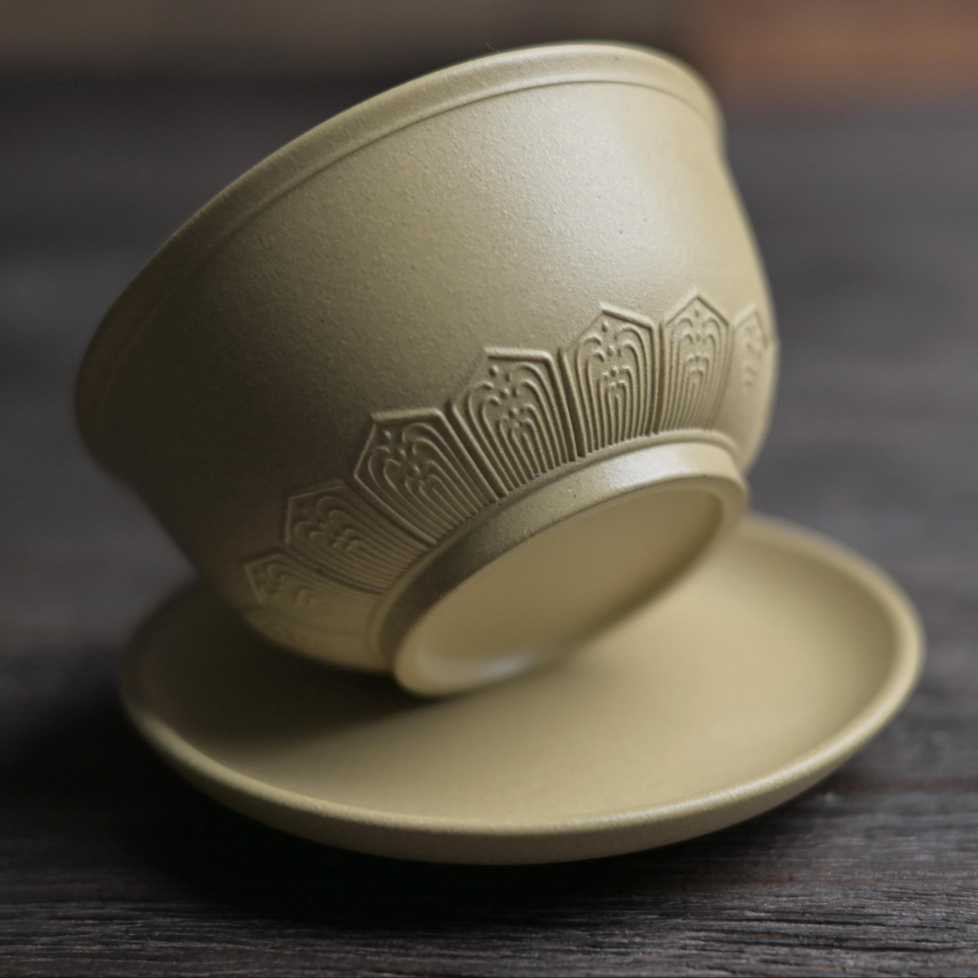 yixing purple clay master cup – Purple Clay Yixing Zisha Baoxiang Pattern Carved Master’s Cup by Kungfuyang
