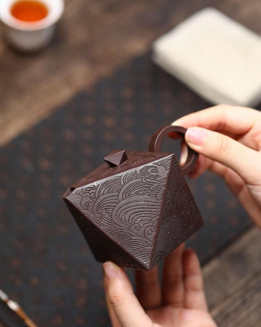 yixing purple clay octagonal teapot zisha – Yixing Purple Clay "Octagonal Insight" Zisha Teapot by Kungfuyang