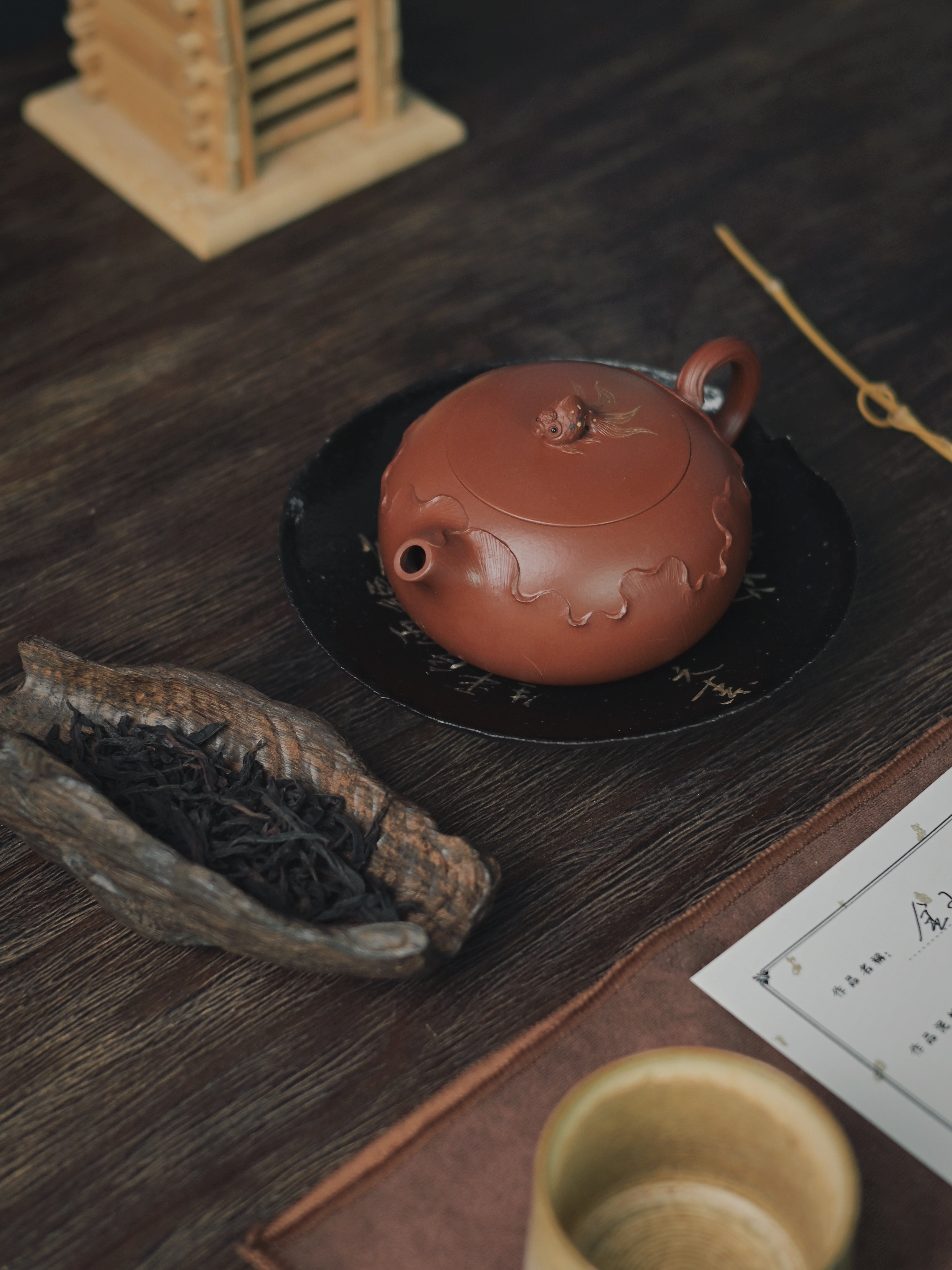 yixing purple clay teapot dahongpao – Yang Junbao Hand-Signed Yixing Purple Clay Flat Xishi by Kungfuyang
