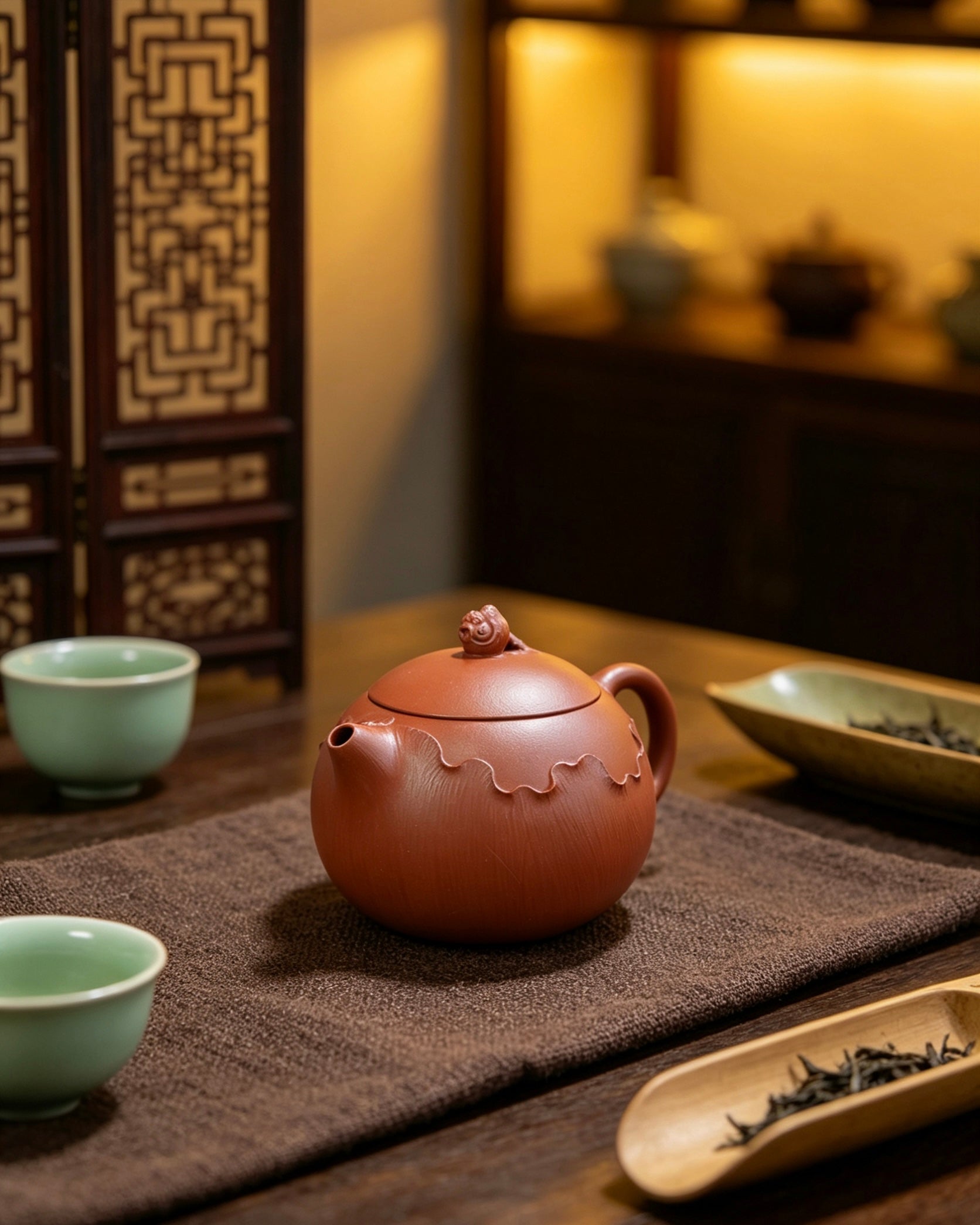 yixing teapot goldfish knob – Yixing Zisha Half-Handmade Xishi Teapot 220ml by Kungfuyang
