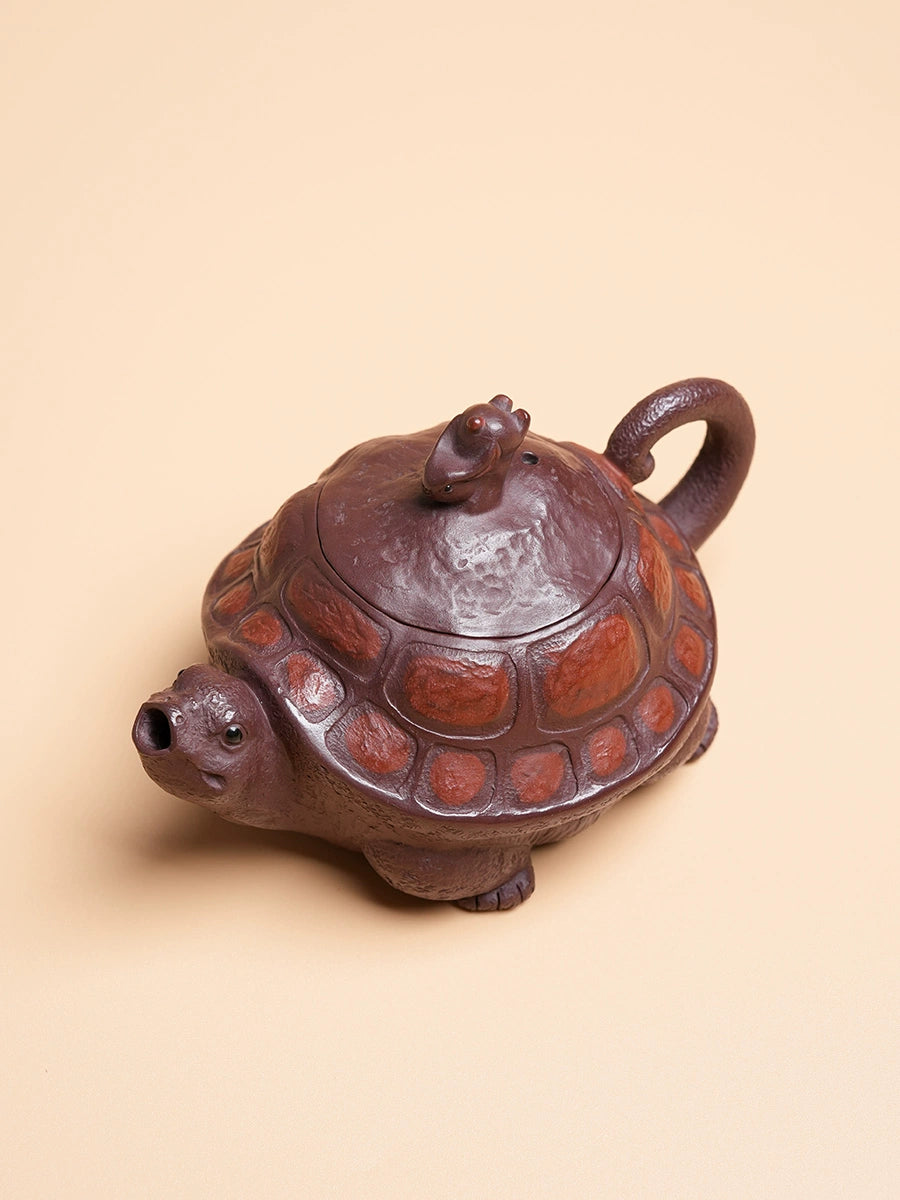 yixing zisha clay handmade longevity – Yixing Zisha Handmade “Longevity Turtle” Teapot with Jade by Kungfuyang