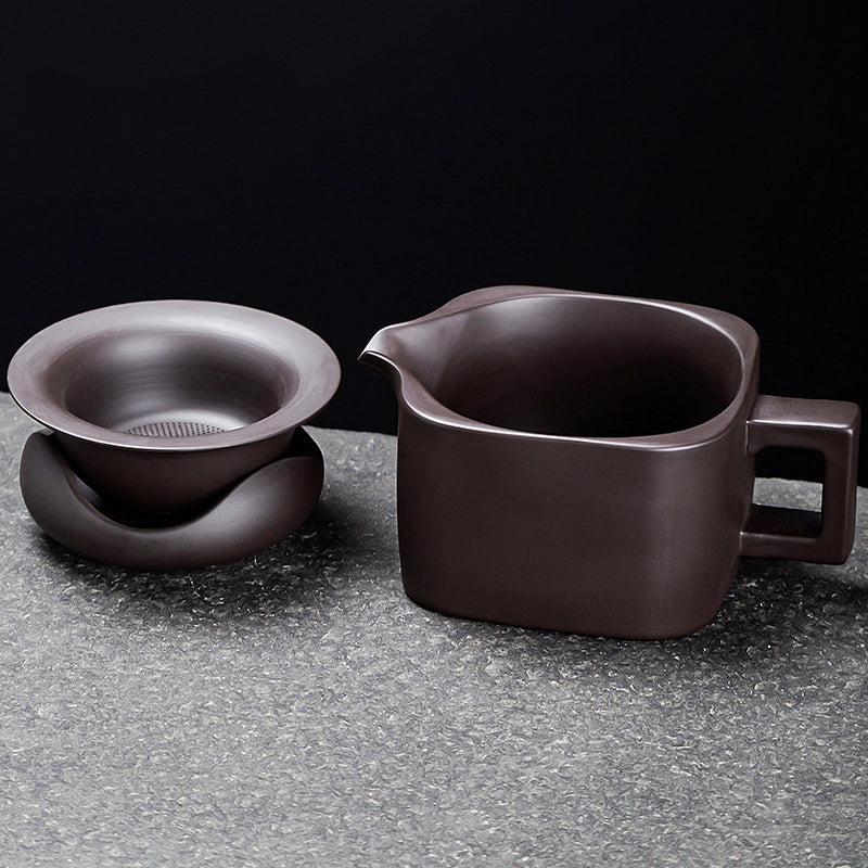 yixing zisha clay tea accessories – Handmade Purple Clay Tea Strainer Fairness Cup by Kungfuyang