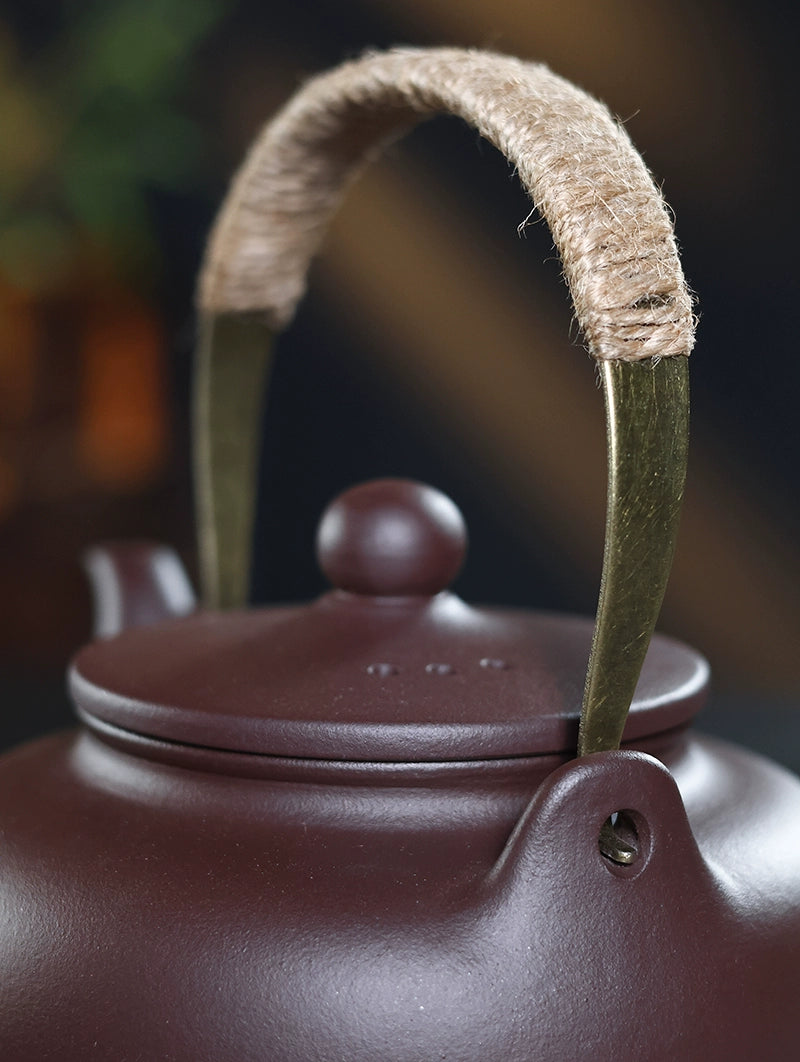 yixing zisha clay teapot – Yixing Zisha Clay Large Capacity Handle-Operated Teapot by Kungfuyang