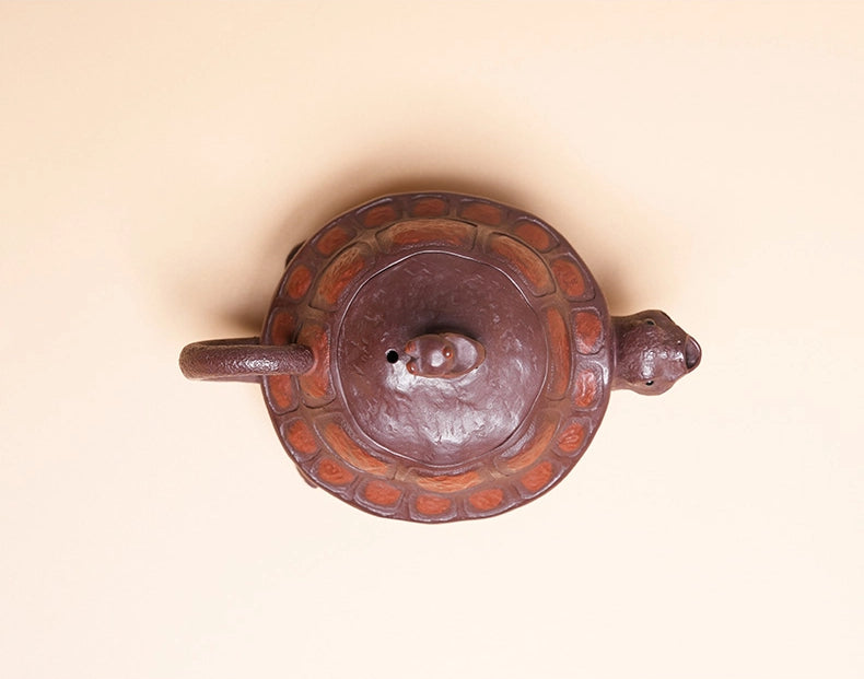 yixing zisha handmade teapot longevity – Yixing Zisha Handmade “Longevity Turtle” Teapot with Jade by Kungfuyang