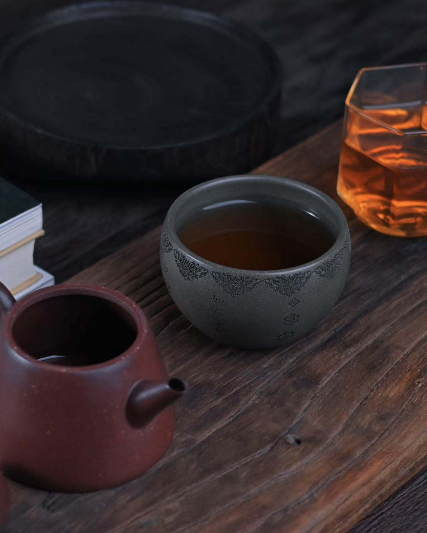 yixing zisha teacup – Yixing Zisha Qingduan （Green-Grey) Large Capacity Teacup by Kungfuyang