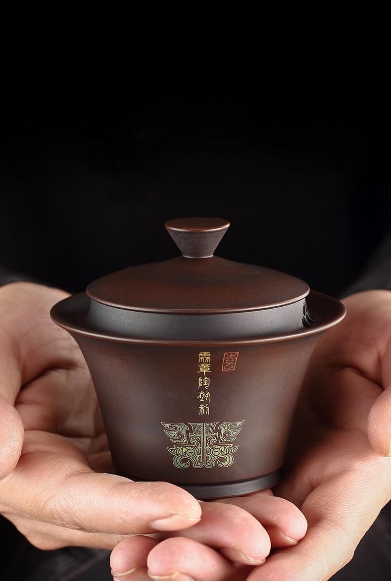 yunnan handmade purple clay gaiwan high – Yunan Jianshui Purple Clay Fully Handmade Gaiwan (Lidded Bowl) by Kungfuyang
