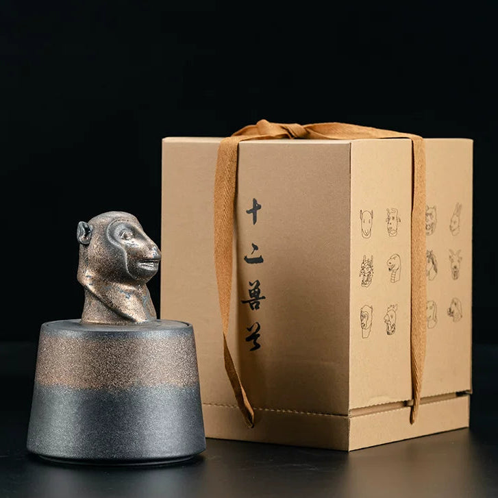 zodiac collectible tea jar 1000ml – Zodiac Animal Head Rustic Tea Canister 1000ml by Kungfuyang