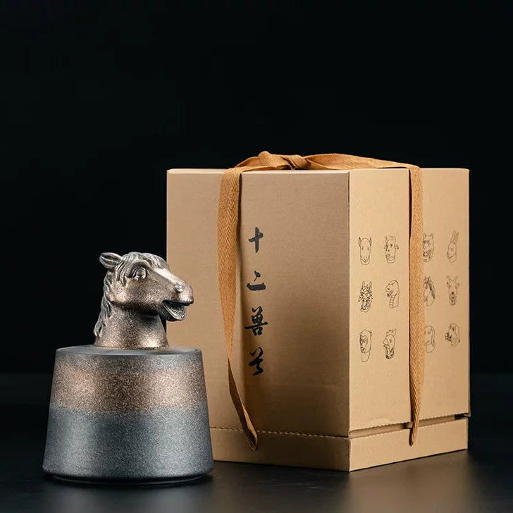 zodiac heritage tea jar 1000ml – Zodiac Animal Head Rustic Tea Canister 1000ml by Kungfuyang