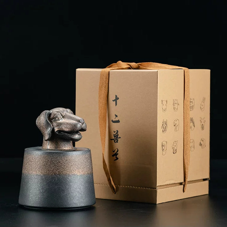 zodiac themed tea storage 1000ml – Zodiac Animal Head Rustic Tea Canister 1000ml by Kungfuyang
