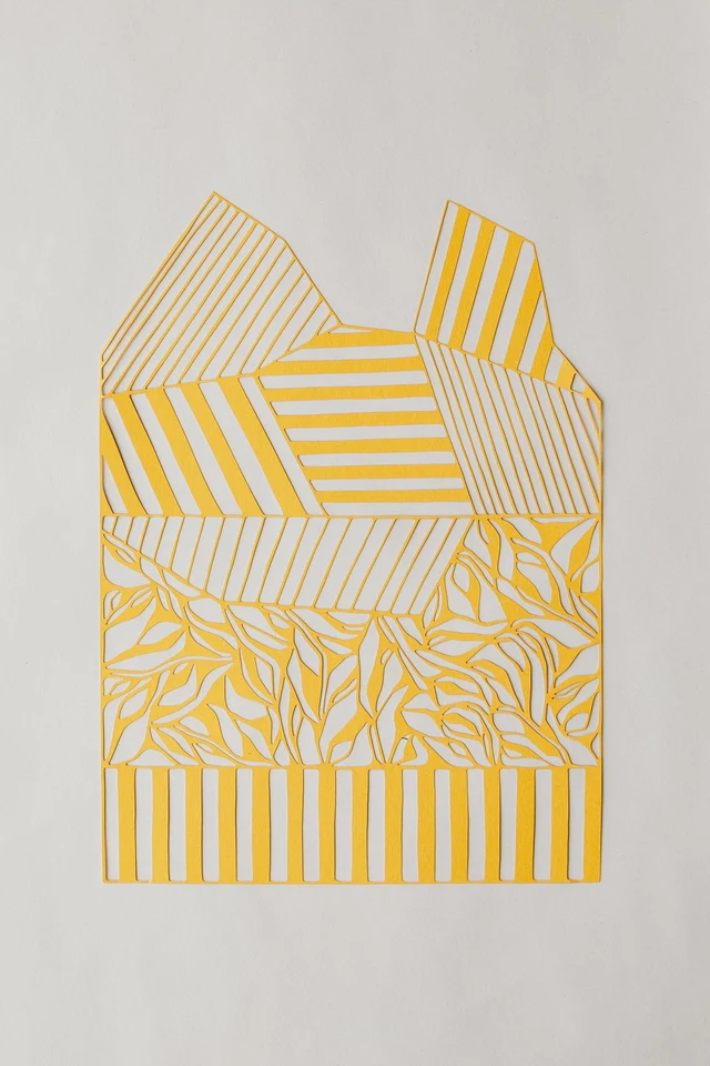 DÉCOUPE PAPIER, A3, GÉOMÉTRIQUE, RECTANGLE, JAUNE MAÏS