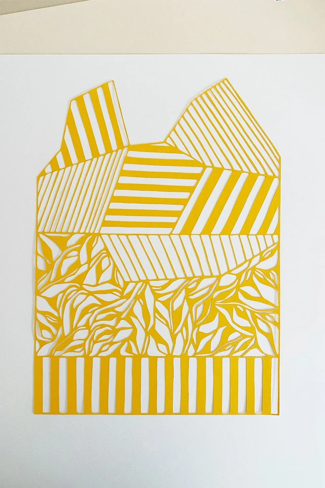 DÉCOUPE PAPIER, A3, GÉOMÉTRIQUE, RECTANGLE, JAUNE MAÏS