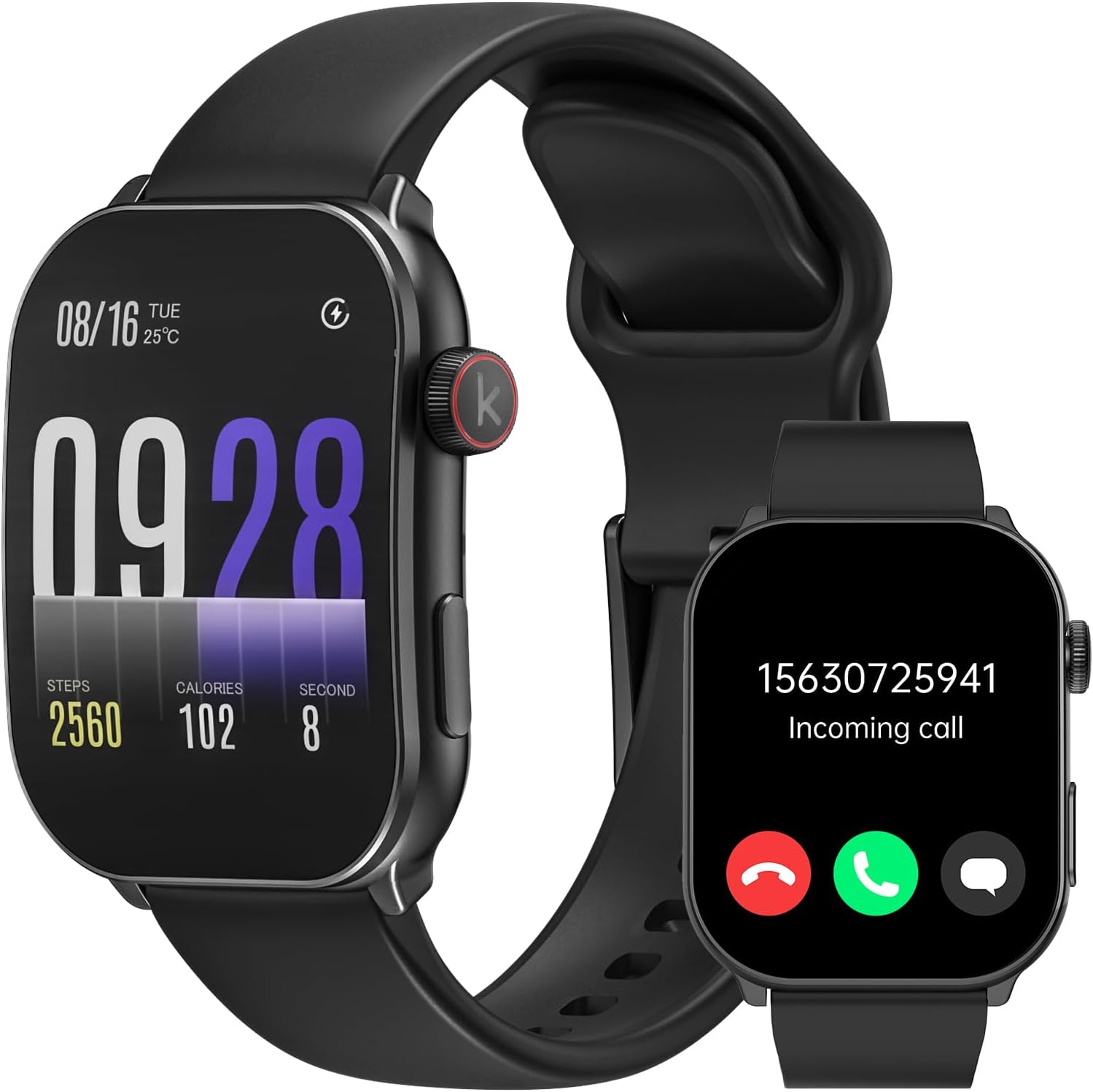 2.1" Curved AMOLED Smart Watch, Bluetooth Calling, IP68 Waterproof, 100+ Sport Modes, Heart Rate SpO2 Sleep Tracker for Men Women Android iOS