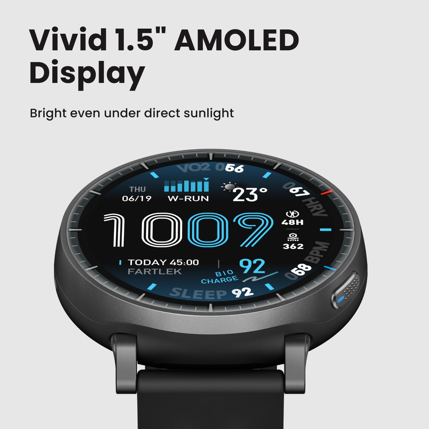 1.5" AMOLED Smart Watch, 48mm, 25-Day Battery, GPS Offline Maps, 4GB Storage, Water Resistant, 170+ Sport Modes, Fitness Tracker for iOS Android