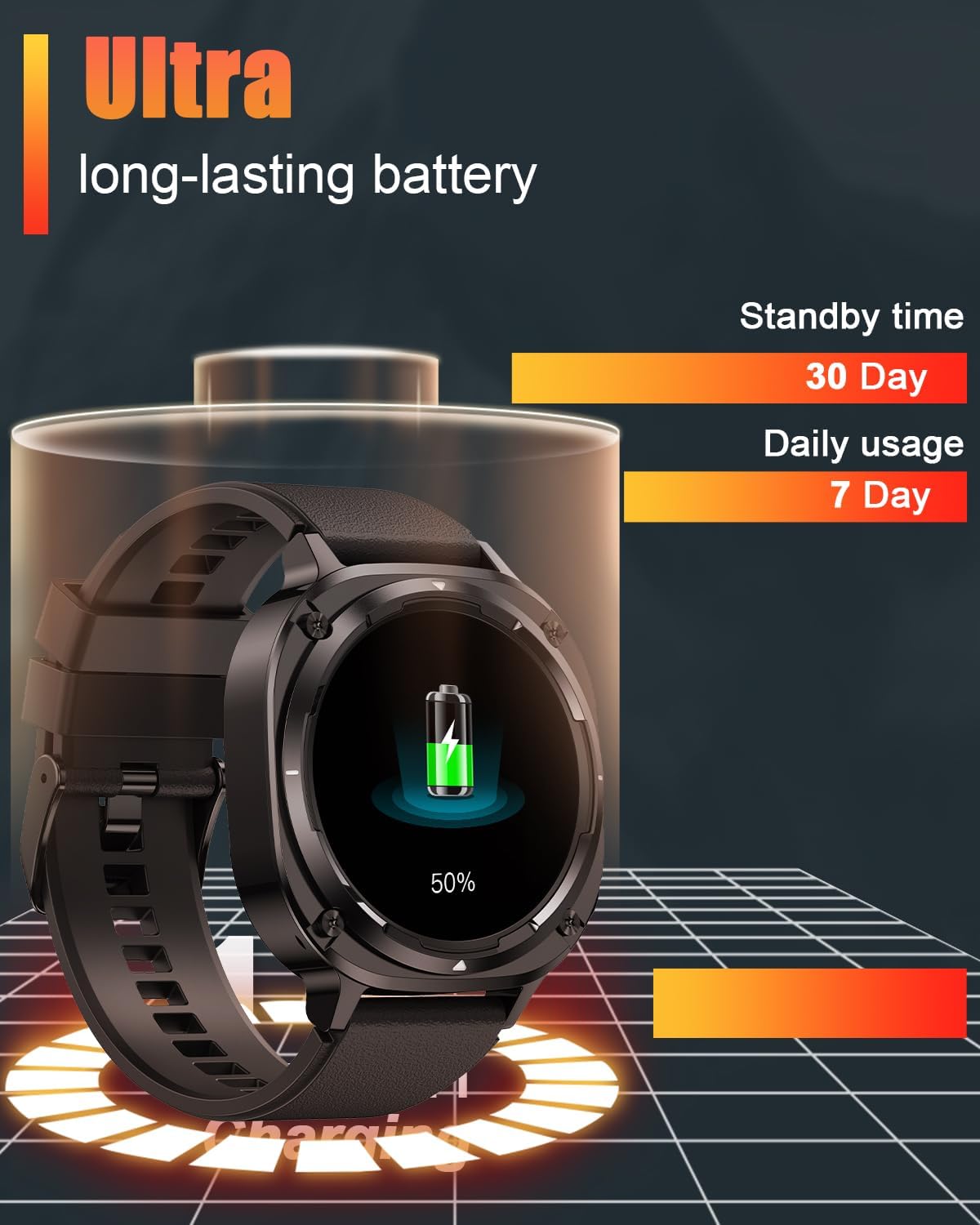 1.39" HD Military Men Smart Watch, Bluetooth Calling, IP68 Waterproof, 30 Days Battery, 114+ Sport Modes, Heart Rate Sleep Tracker for Android iOS
