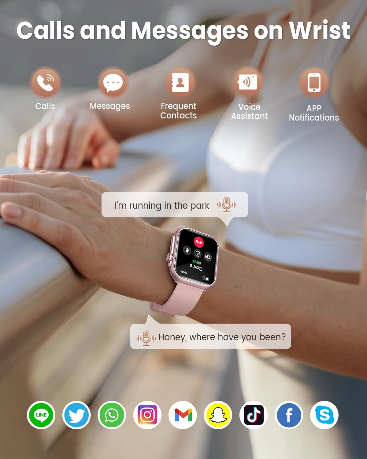 1.83" Women Smart Watch, Android iPhone Compatible, 1000mAh Battery, 5ATM, 110+ Sports Modes, 24/7 Heart Rate SpO2 Sleep & Blood Pressure Monitoring