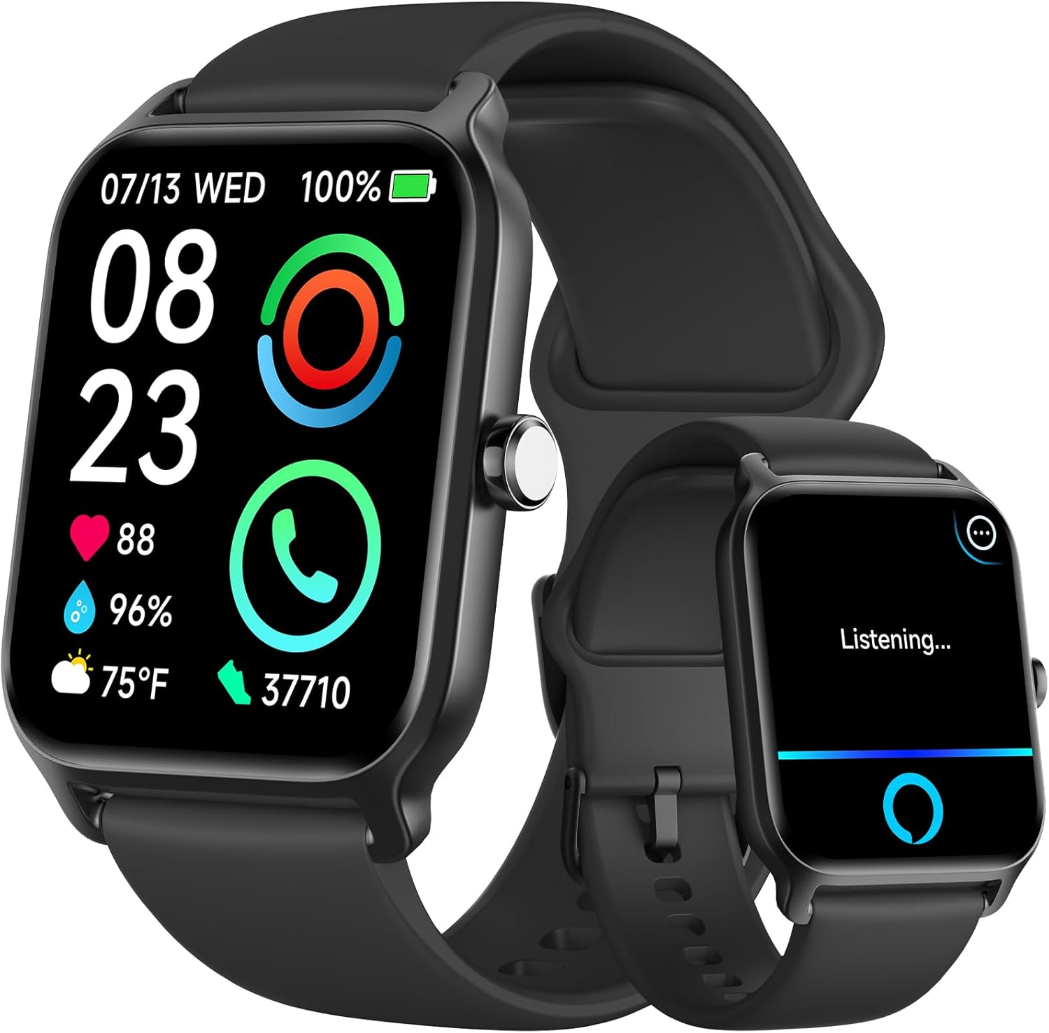 1.8" HD Men Smart Watch, Alexa Built-in, Bluetooth Calling, IP68 Waterproof, 105+ Sports Modes, Heart Rate SpO2 Sleep Tracker for Android iPhone