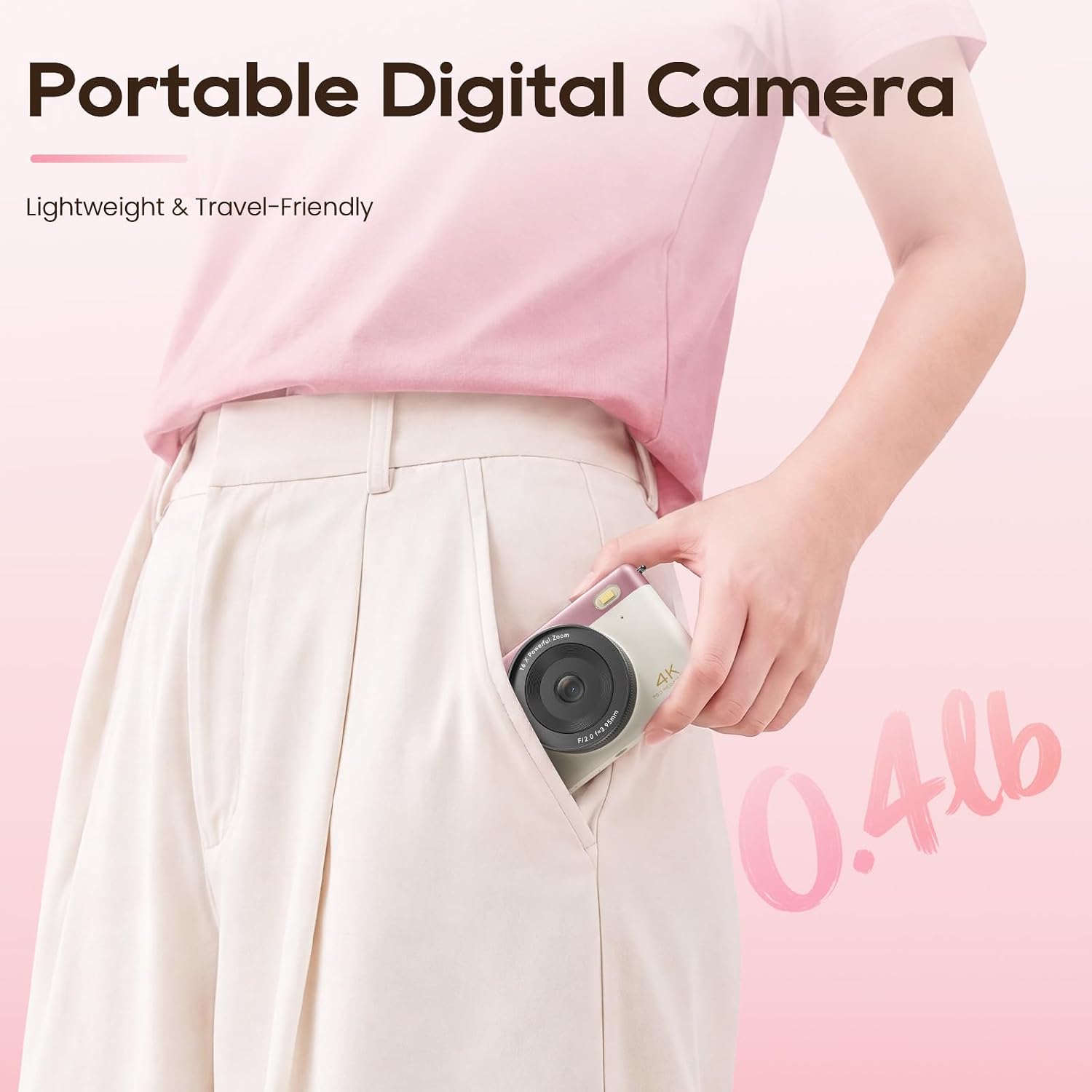 4K 75MP Autofocus WiFi Digital Vlogging Camera, 3'' 180° Flip Screen, 16X Zoom, 32GB TF Card for Kids Teens Beginners
