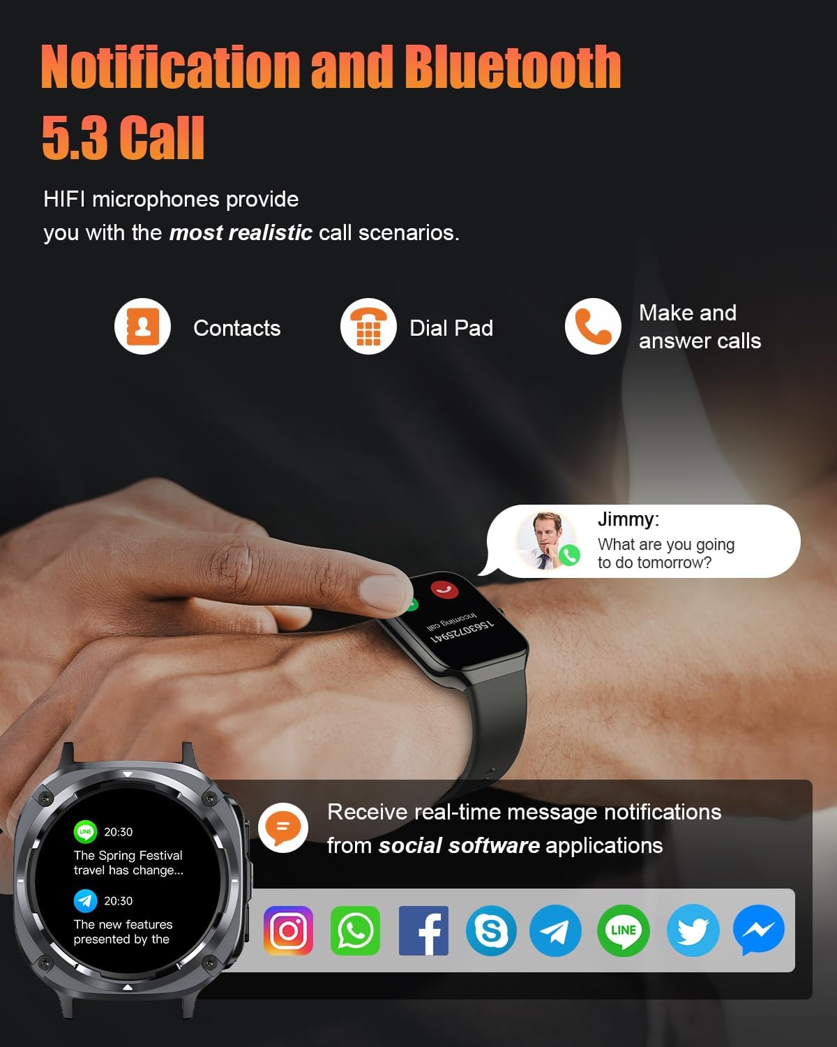 1.39" HD Military Men Smart Watch, Bluetooth Calling, IP68 Waterproof, 30 Days Battery, 114+ Sport Modes, Heart Rate Sleep Tracker for Android iOS