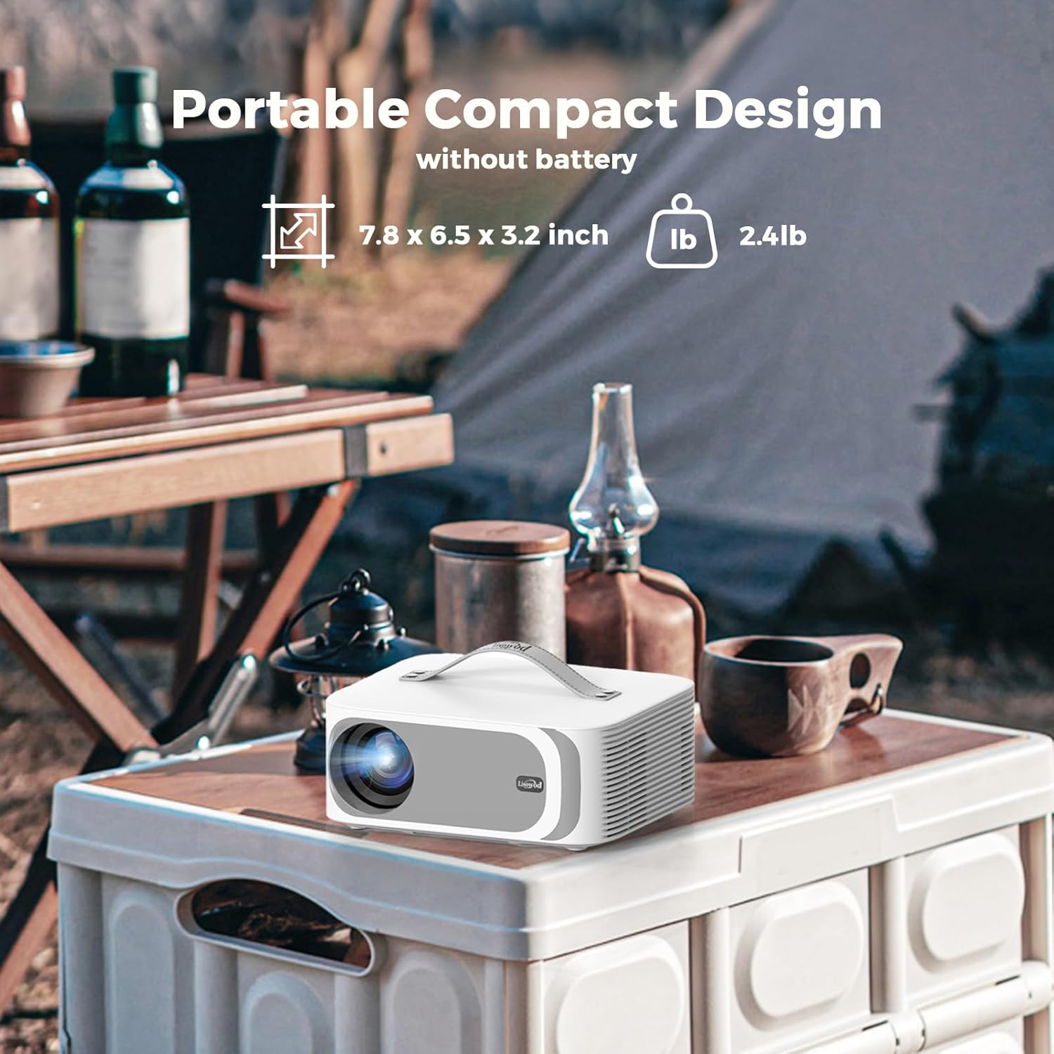 4K Portable Outdoor Projector, Official Apps, 50W Dolby Audio, 3000 Brightness, WiFi Bluetooth, AI Movin 2.0 OS, AI Auto Focus for Home Theater