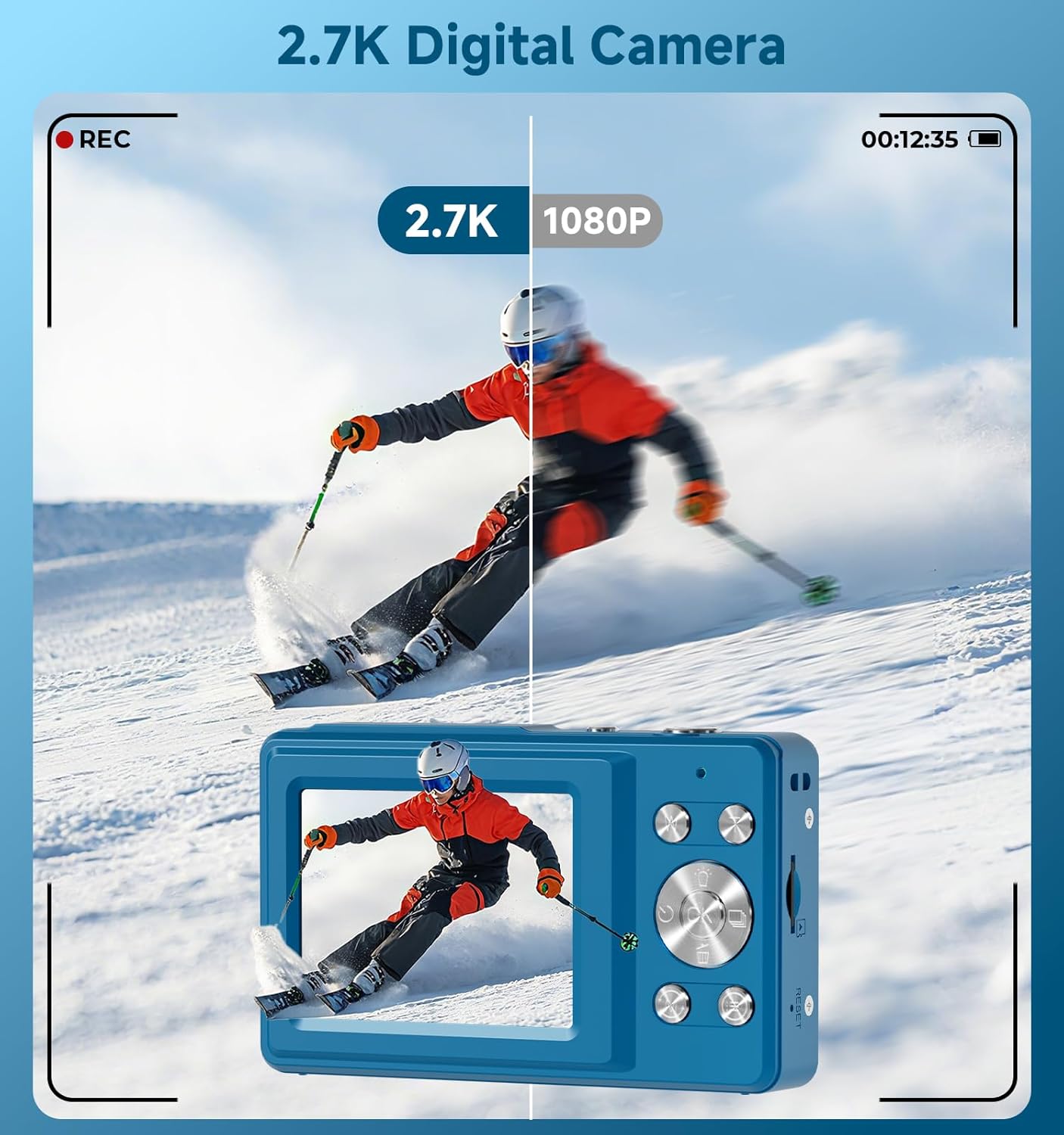 56MP Dual Screen Autofocus Digital Camera, 16X Zoom Anti-Shake, 32GB Card, Compact Vlogging Camera for Teens Adults