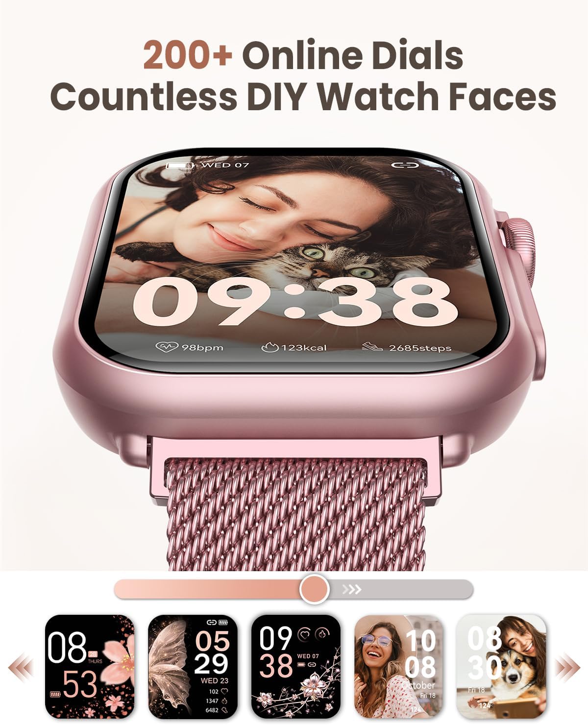1.83" Women Smart Watch, Android iPhone Compatible, 1000mAh Battery, 5ATM, 110+ Sports Modes, 24/7 Heart Rate SpO2 Sleep & Blood Pressure Monitoring