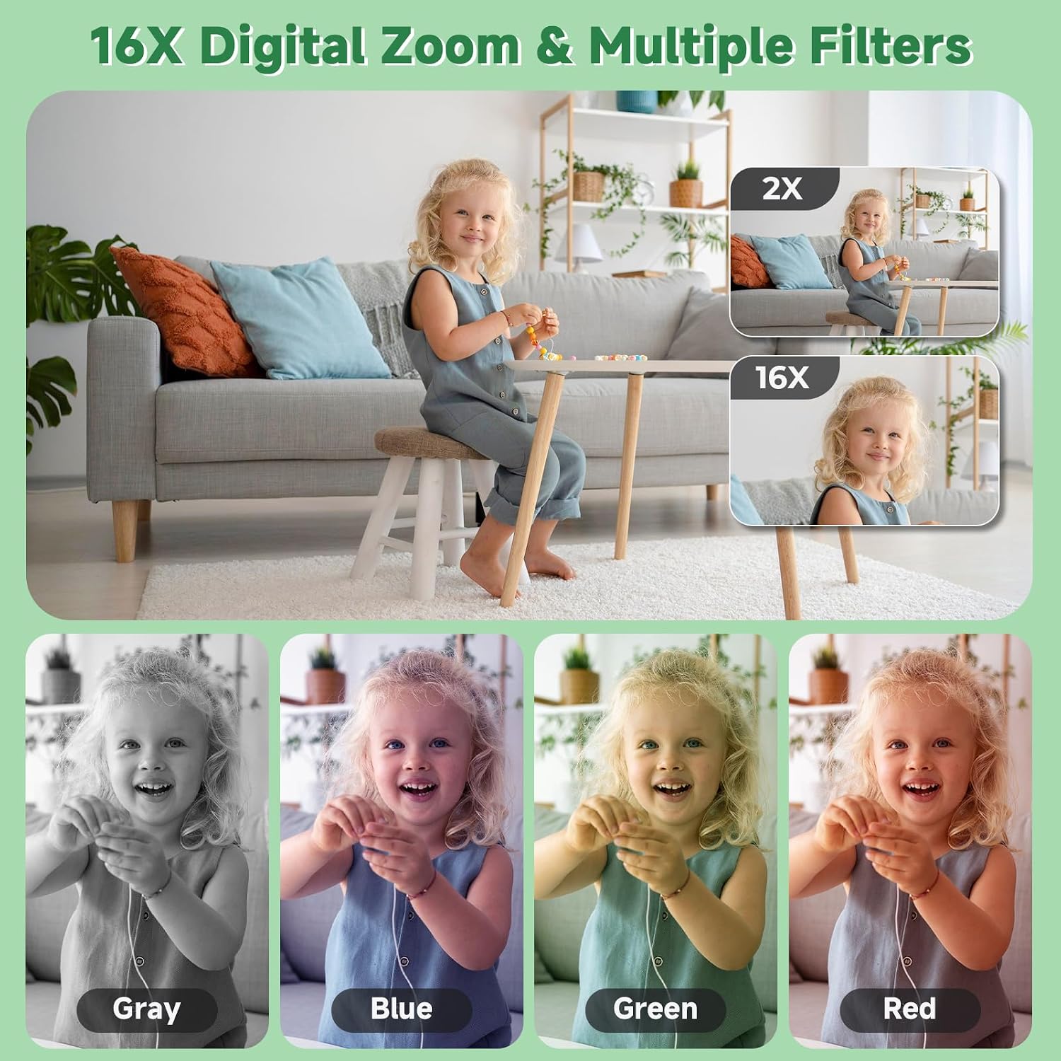FHD 1080P 44MP Digital Camera, 16X Zoom, Face Detect, Smile Capture, Anti Shake, Compact Camera Gift for Teens Boys Girls