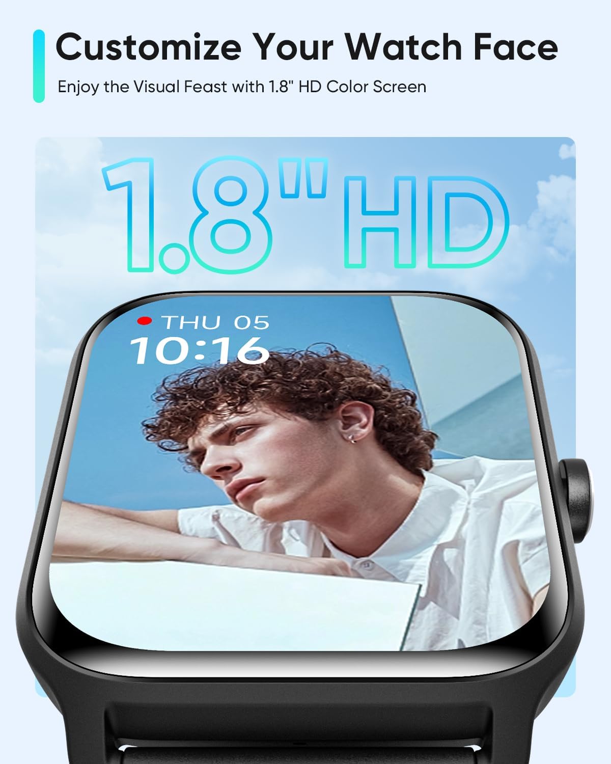 1.8" HD Men Smart Watch, Alexa Built-in, Bluetooth Calling, IP68 Waterproof, 105+ Sports Modes, Heart Rate SpO2 Sleep Tracker for Android iPhone