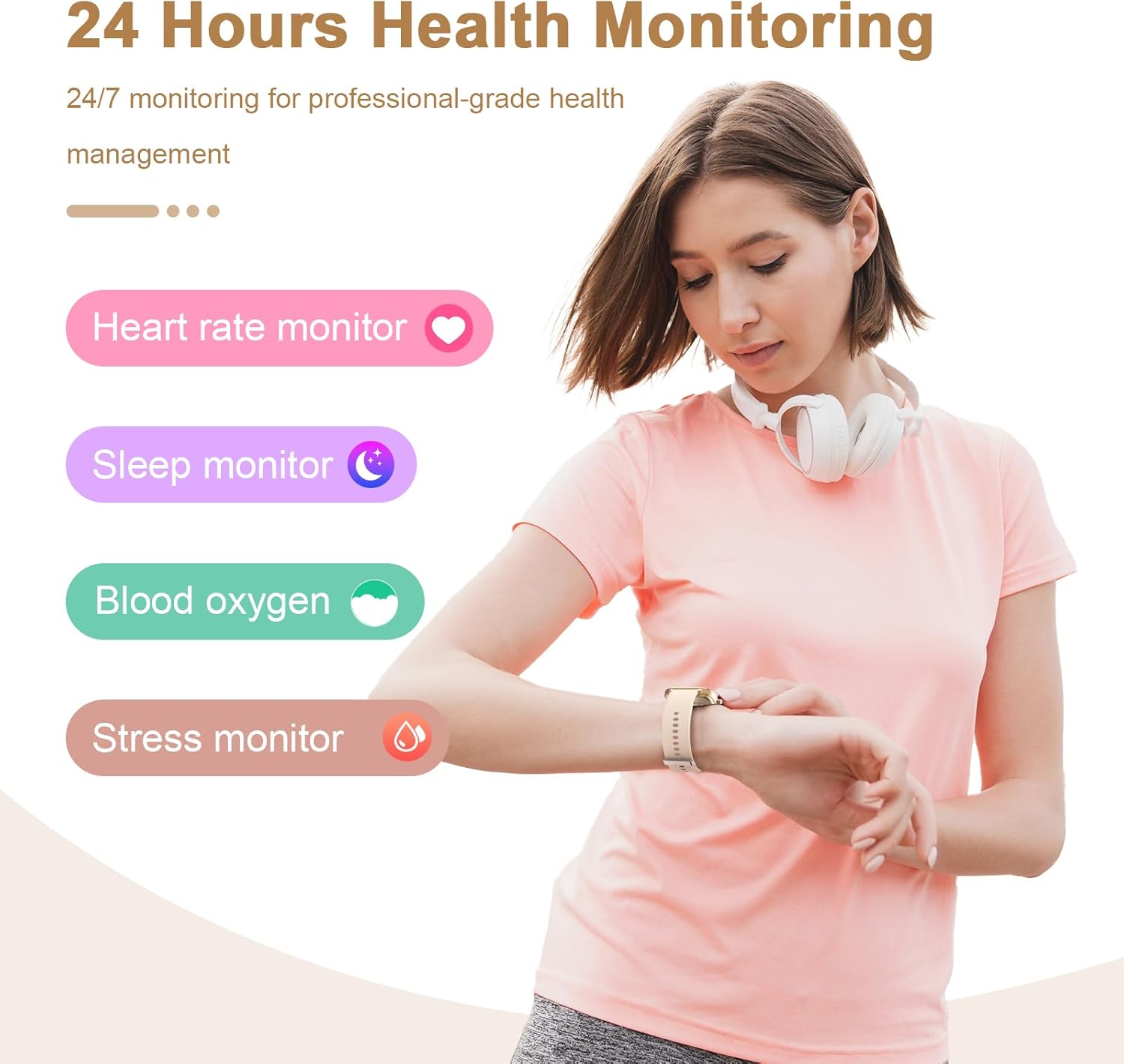1.69" Full Touch Smart Watch, IP68 Waterproof, Heart Rate Sleep Fitness Tracker for Men Women iPhone Samsung Android