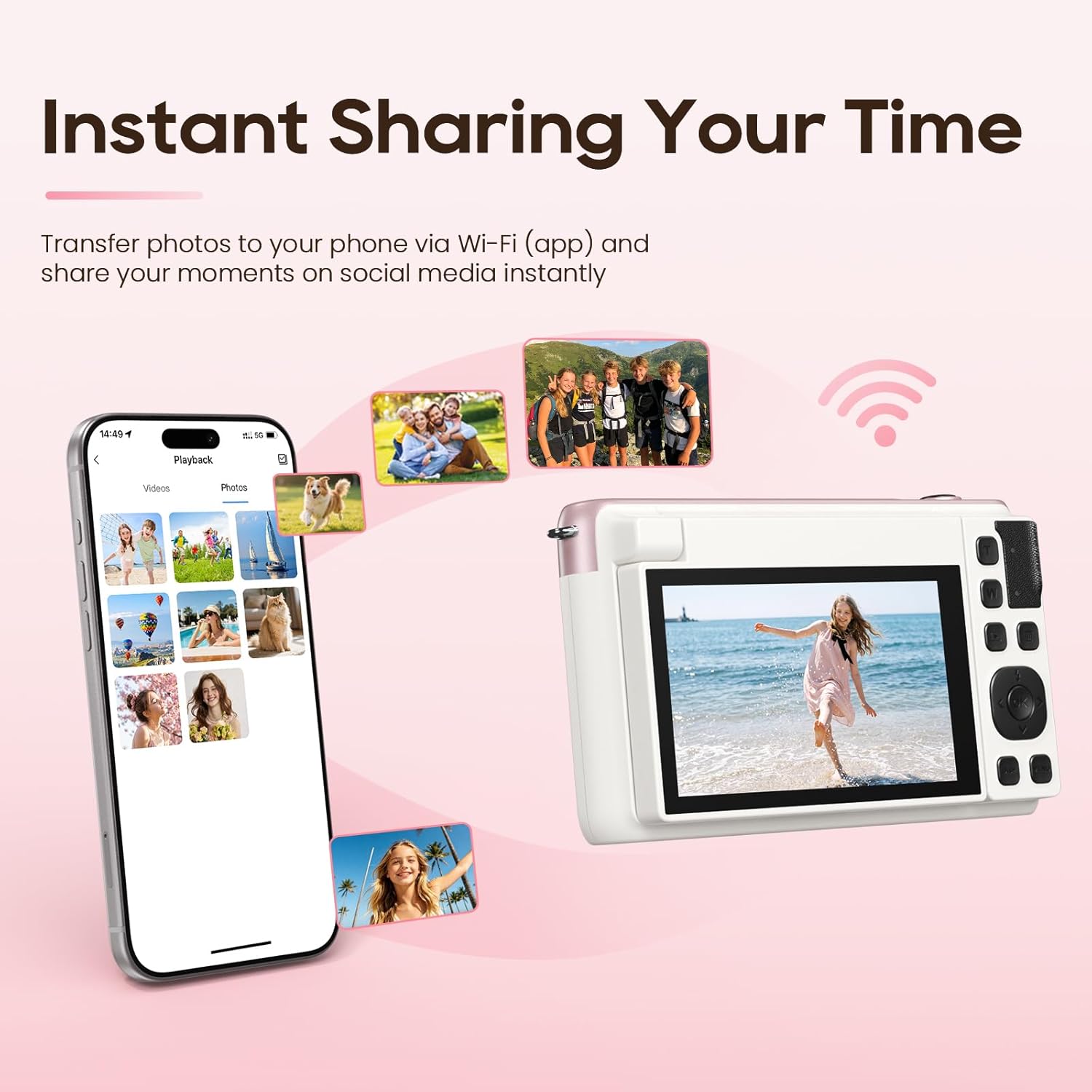 4K 75MP Autofocus WiFi Digital Vlogging Camera, 3'' 180° Flip Screen, 16X Zoom, 32GB TF Card for Kids Teens Beginners