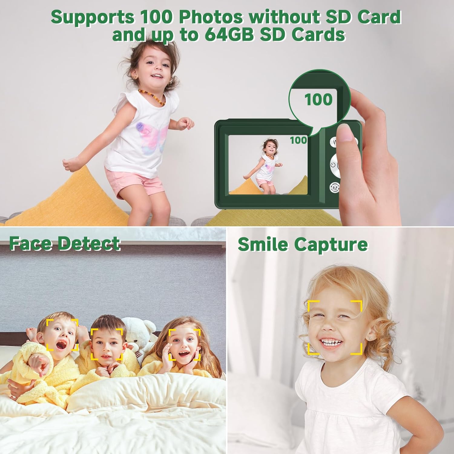FHD 1080P 44MP Digital Camera, 16X Zoom, Face Detect, Smile Capture, Anti Shake, Compact Camera Gift for Teens Boys Girls