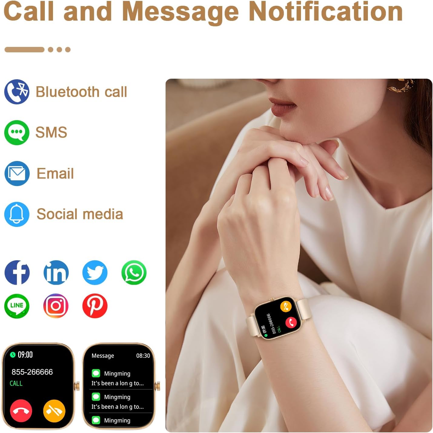 1.69" Full Touch Smart Watch, IP68 Waterproof, Heart Rate Sleep Fitness Tracker for Men Women iPhone Samsung Android