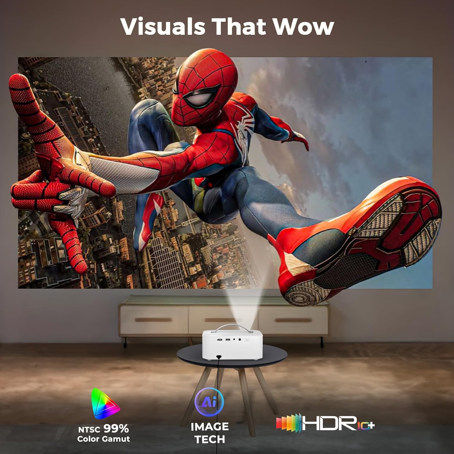 4K Portable Outdoor Projector, Official Apps, 50W Dolby Audio, 3000 Brightness, WiFi Bluetooth, AI Movin 2.0 OS, AI Auto Focus for Home Theater