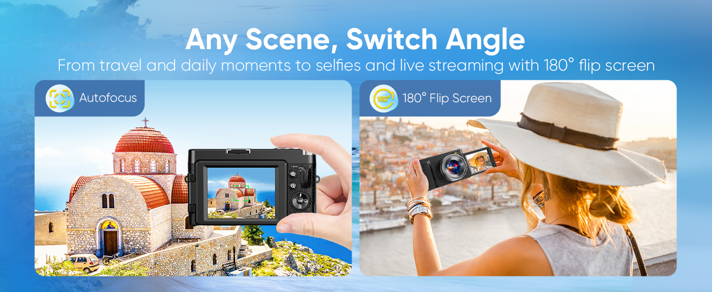 camera with 180&deg; flip screen