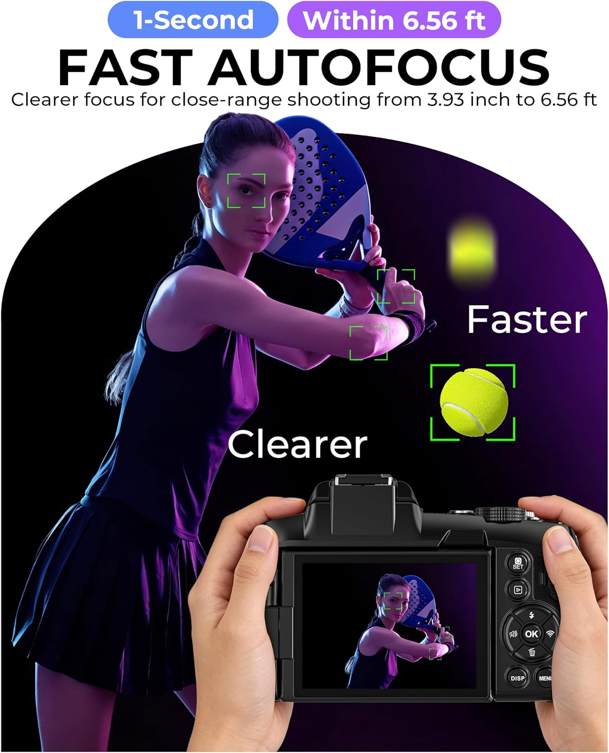5K 80MP Fast Autofocus Digital Camera, WiFi 270° Flip Screen, 18X Zoom, Memory Card & Lens Hood, Vlogging Travel Camera for Beginners