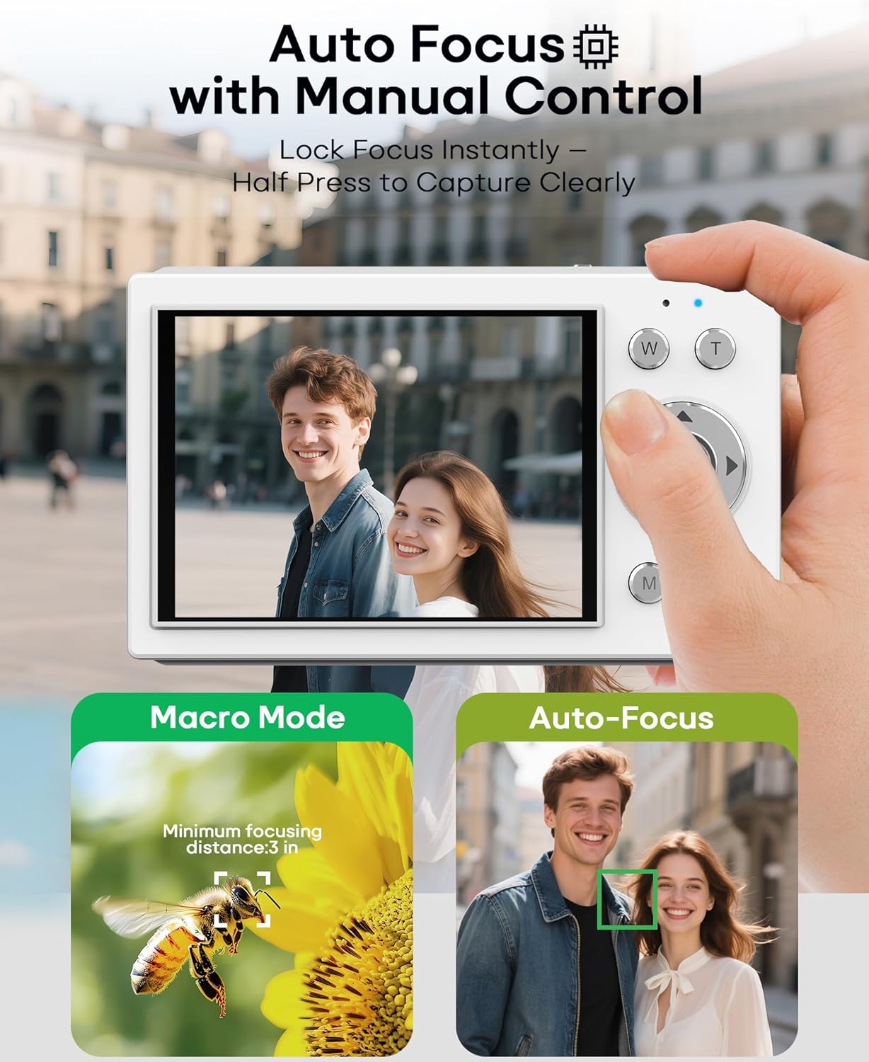 4K 64MP Autofocus Digital Vlogging Camera, 64GB Card, Built-in Battery, 16X Zoom, Self-Timer for Travel YouTube Beginners