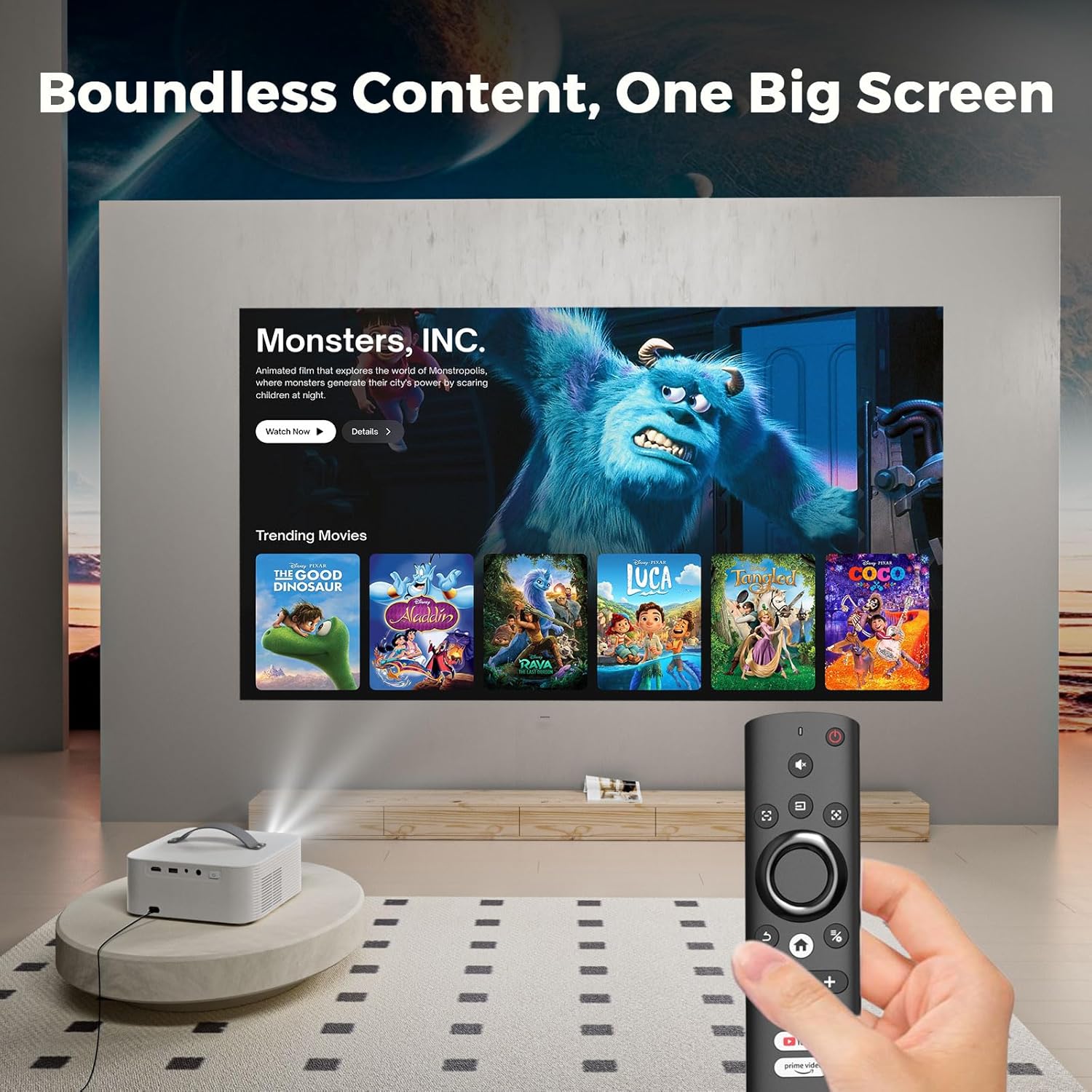 4K Portable Outdoor Projector, Official Apps, 50W Dolby Audio, 3000 Brightness, WiFi Bluetooth, AI Movin 2.0 OS, AI Auto Focus for Home Theater