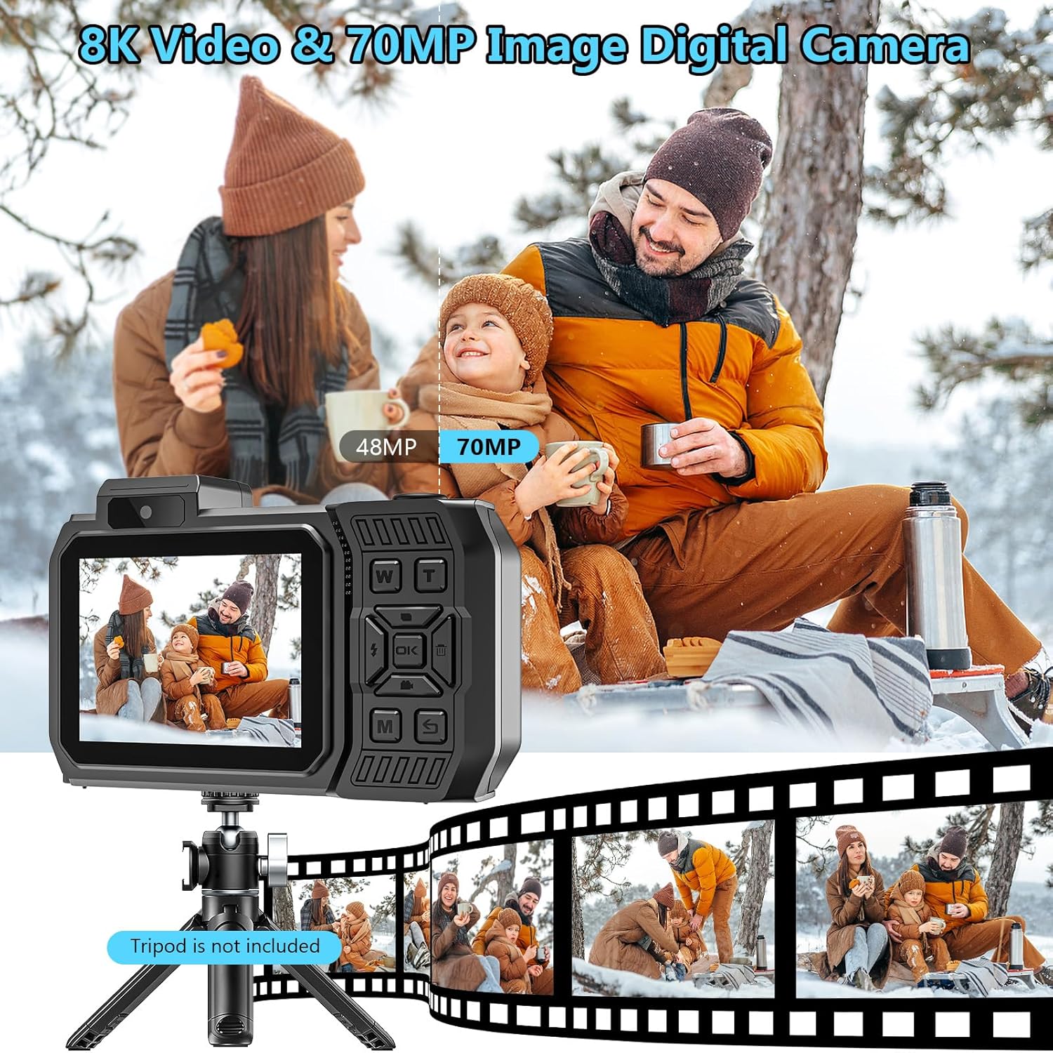 8K 70MP Underwater Camera, 33FT WiFi Waterproof Camera 32GB, Dual Screen, Floatable, 18X Zoom for Snorkeling Swimming