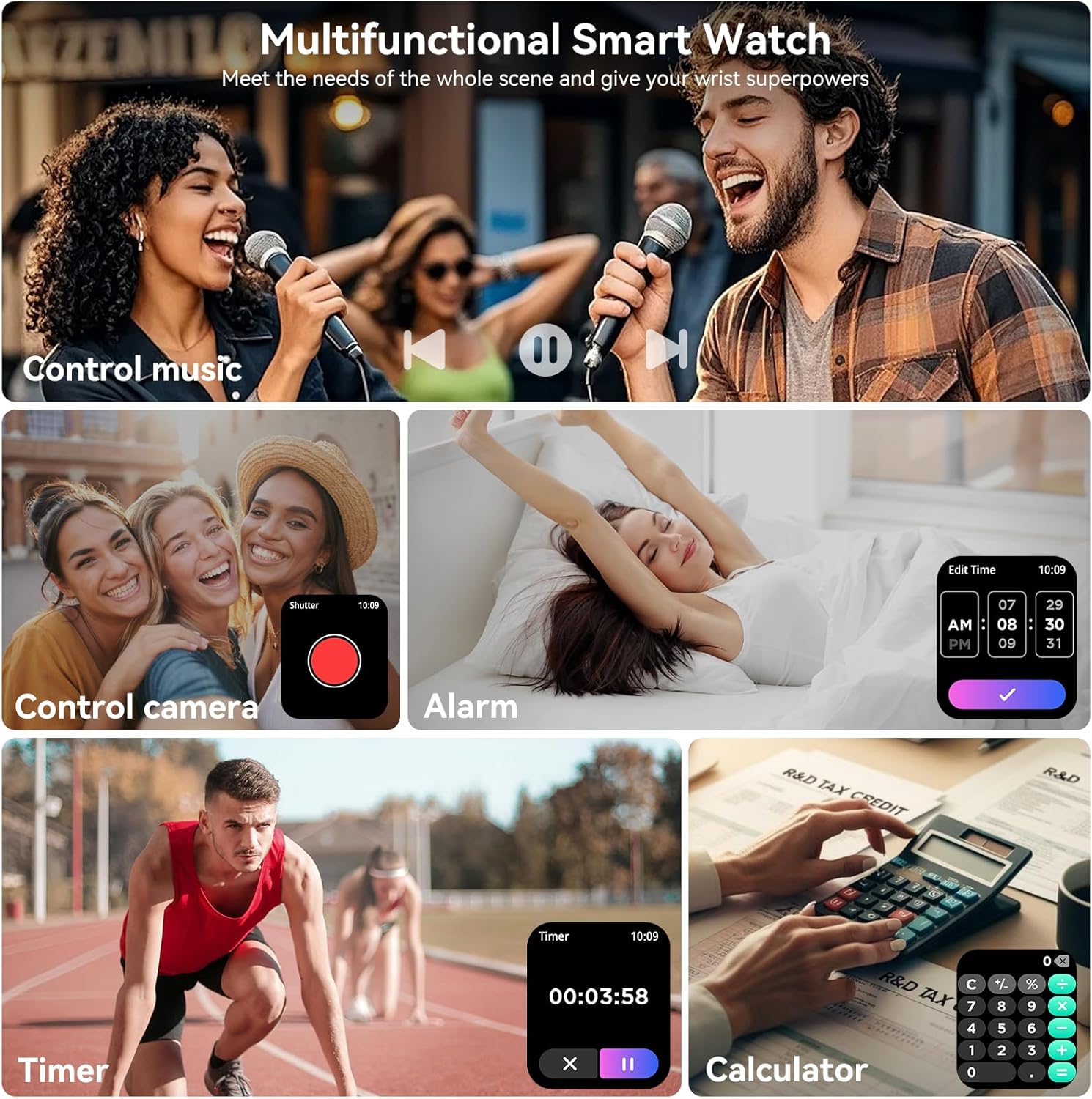 1.83" HD Smart Watch, Bluetooth Calling, 5ATM Waterproof, 130+ Sport Modes, Heart Rate Sleep Pedometer Fitness Tracker for Men Women Android iPhone