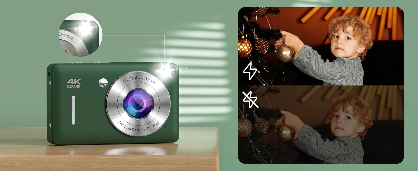 portable camera digital ，FHD green digital camera，digital camera with flash,fhd 1080p digital camera