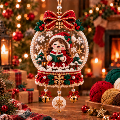 🎄 Crochet Christmas Snow Globe Ornament Collection – Handmade-Inspired Holiday Hanging Decoration