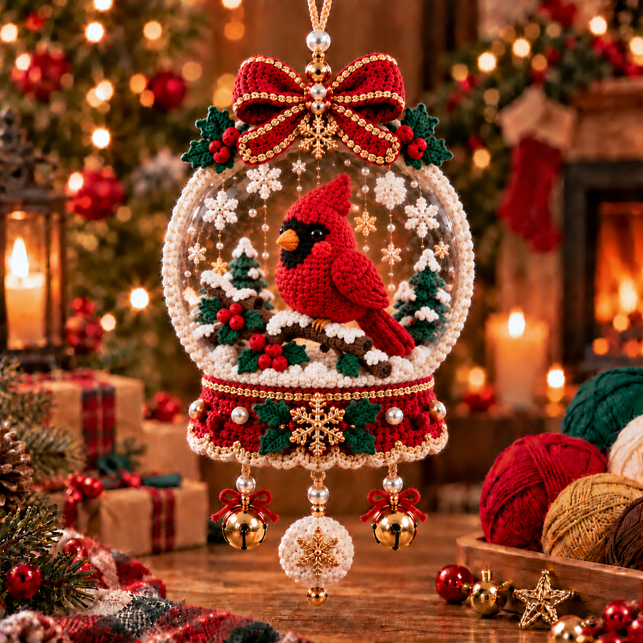 🎄 Crochet Christmas Snow Globe Ornament Collection – Handmade-Inspired Holiday Hanging Decoration
