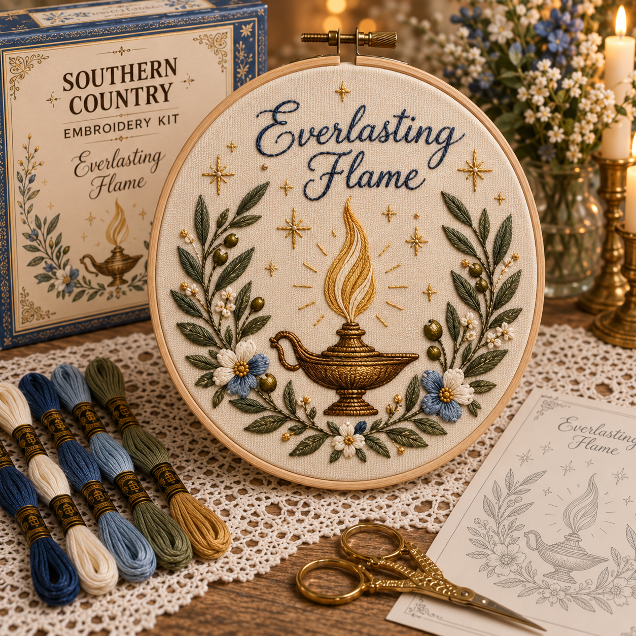 🔥Last Day-BUY 3 GET 1 FREE✨ Hanukkah DIY Embroidery Kit – Beautiful Festival of Lights Designs