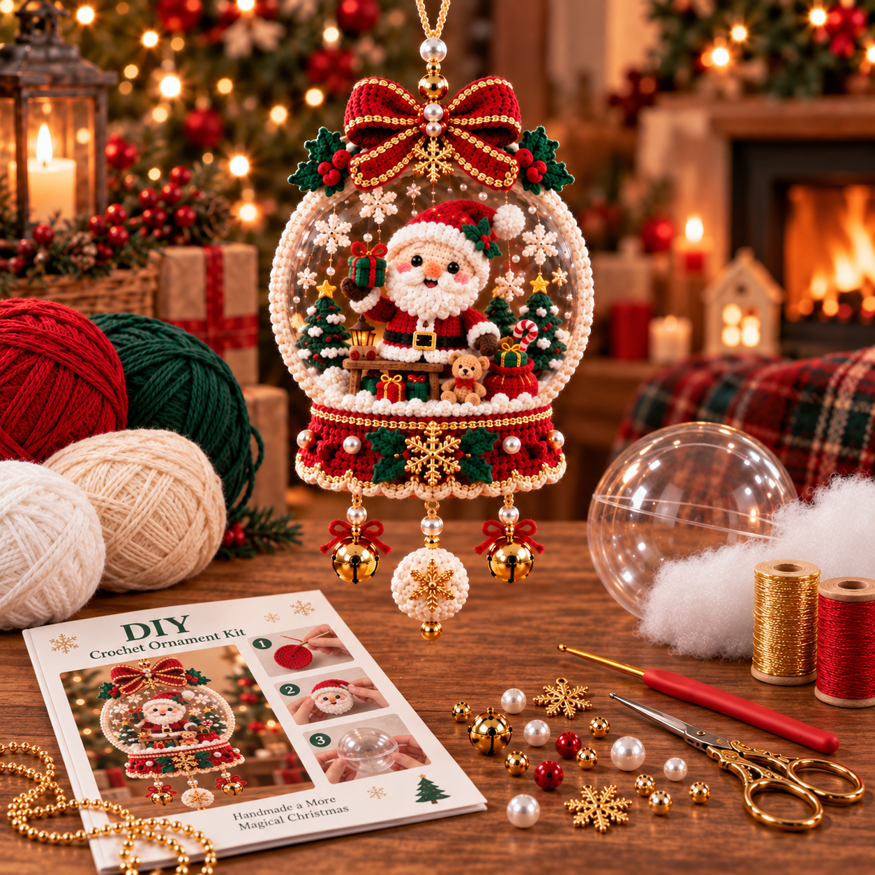 🎄 Crochet Christmas Snow Globe Ornament Collection – Handmade-Inspired Holiday Hanging Decoration
