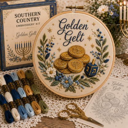 ✨ Hanukkah DIY Embroidery Kit – 5 Beautiful Festival of Lights Designs