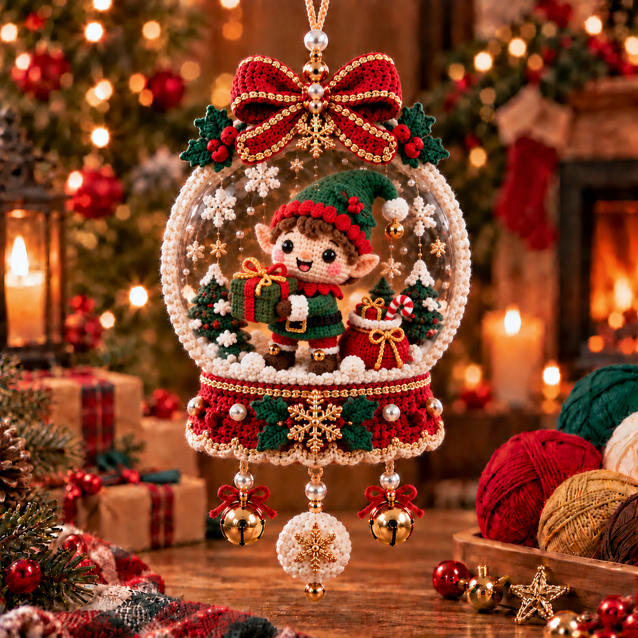 🎄 Crochet Christmas Snow Globe Ornament Collection – Handmade-Inspired Holiday Hanging Decoration
