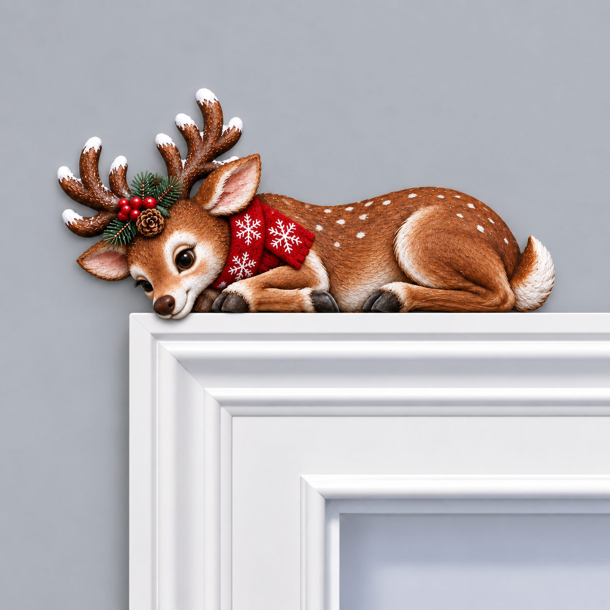 🎄 Christmas Door Frame Story Decor – Santa, Reindeer, Elf & Sleigh Holiday Topper Collection