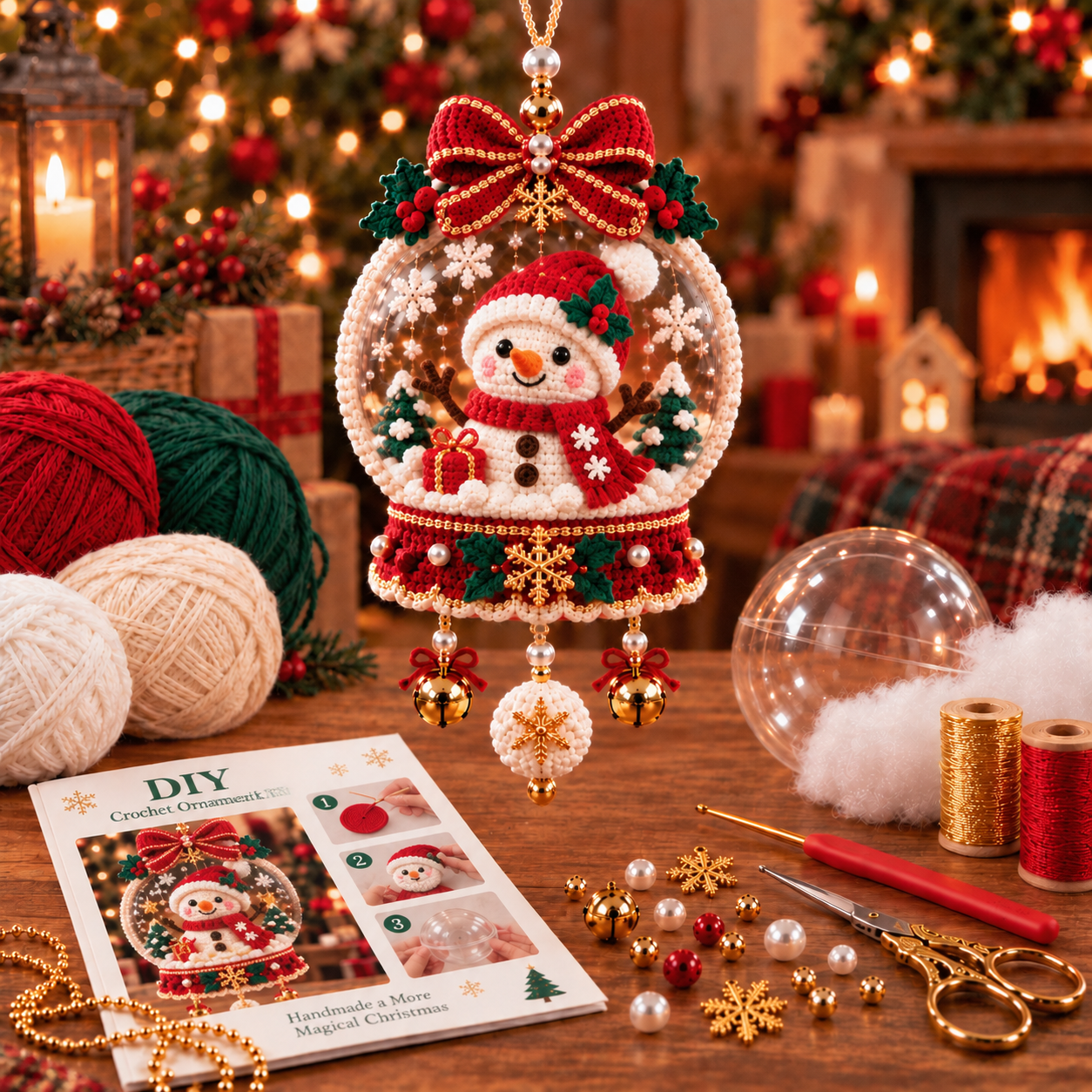 🎄 Crochet Christmas Snow Globe Ornament Collection – Handmade-Inspired Holiday Hanging Decoration