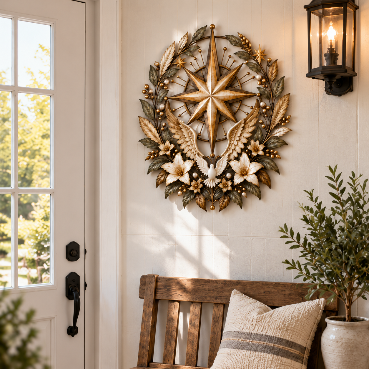 🙏 Hands of Prayer Cross Praying Hands Faith Wall Decor | Christian Cross with Harvest Wreath