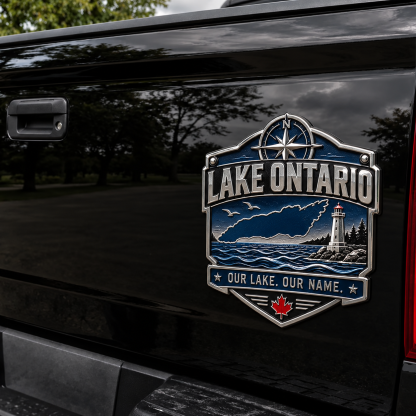 🎁Buy 2 Free Shipping-🗺️ Lake Ontario “Our Lake. Our Name.” Metal Car Badge